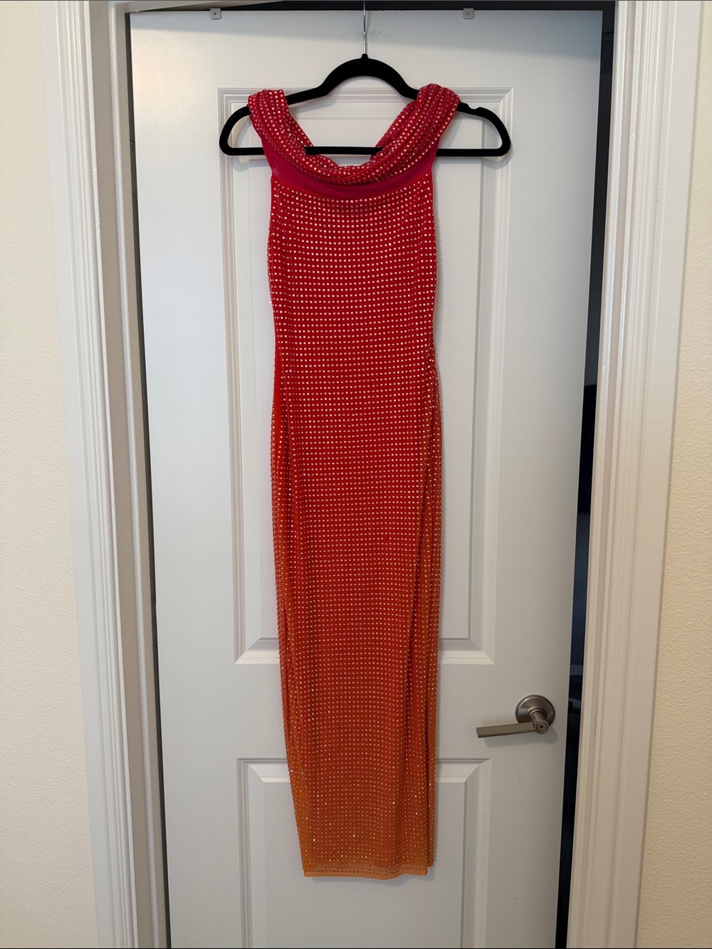 Self Portrait Off-Shoulder Sequin Gradient Dress in Orange, Size 2, EUC - Picture 4 of 5
